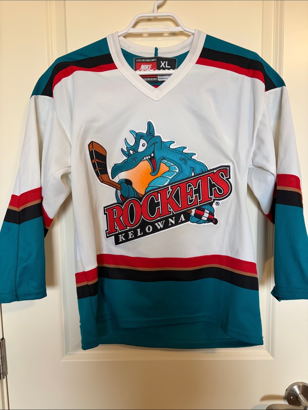 Nike Kelowna Rockets White Teal Red Hockey Jersey